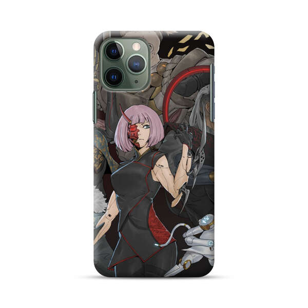 Futuristic Cyberpunk Warriors and Robotic Cat in Dynamic Pose iPhone 11 Pro Max Hard Case
