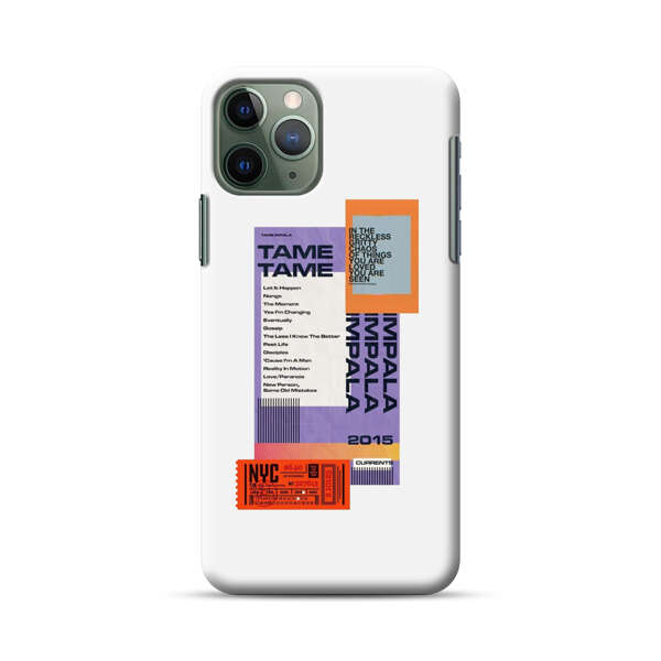 Modern Graphic Collage with Typography and Ticket Elements iPhone 11 Pro Max Hard Case