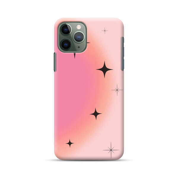 Pink Peach Gradient with Black Stars iPhone 11 Pro Max Hard Case