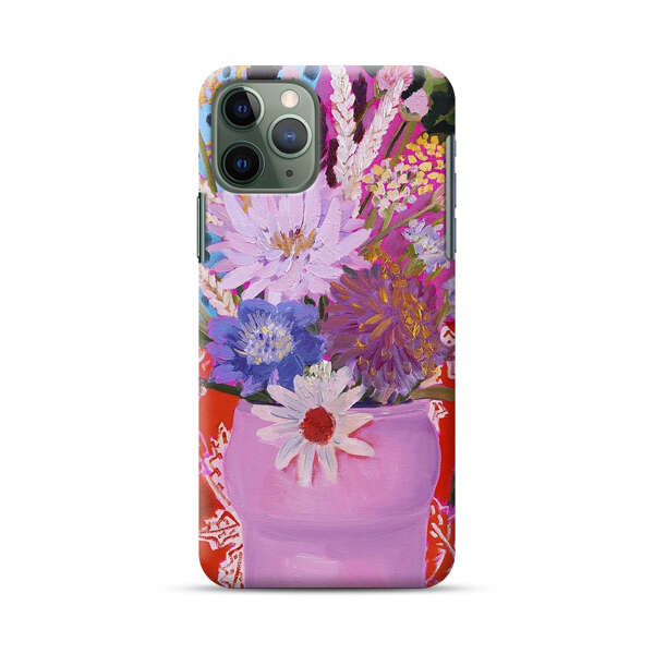 Vibrant Floral Bouquet in Pink Vase iPhone 11 Pro Max Hard Case