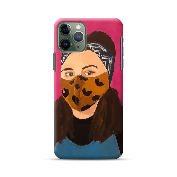 Woman Leopard Print Face Mask iPhone 11 Pro Max Hard Case