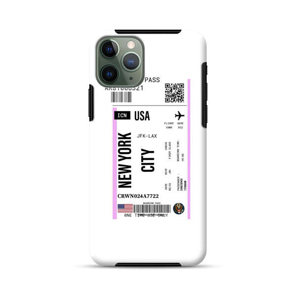 Boarding Pass New York City Flight Ticket iPhone 11 Pro Max Impact Case