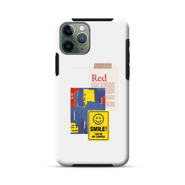 Collage Torn Paper Smiley Face Yellow Sign iPhone 11 Pro Max Impact Case