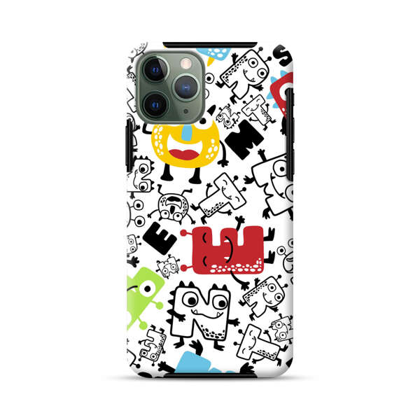 Colorful Cartoon Monsters Letters Pattern iPhone 11 Pro Max Impact Case