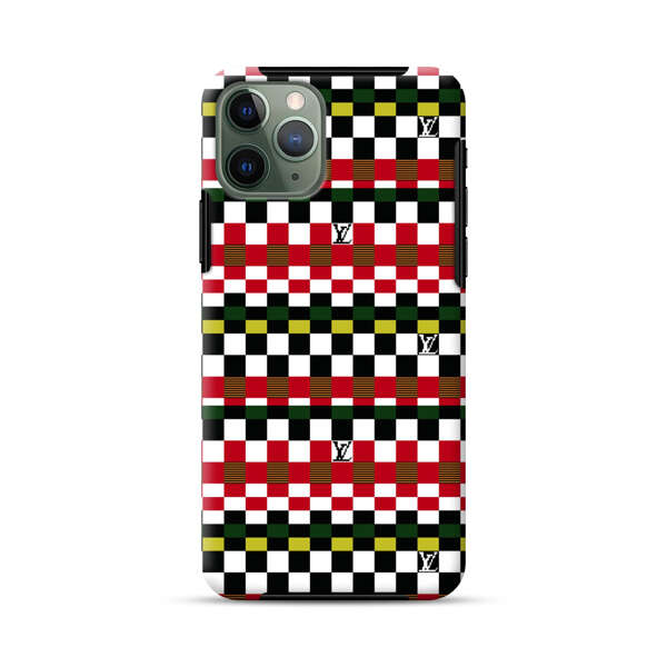 Colorful Checkerboard Stripes Pattern iPhone 11 Pro Max Impact Case