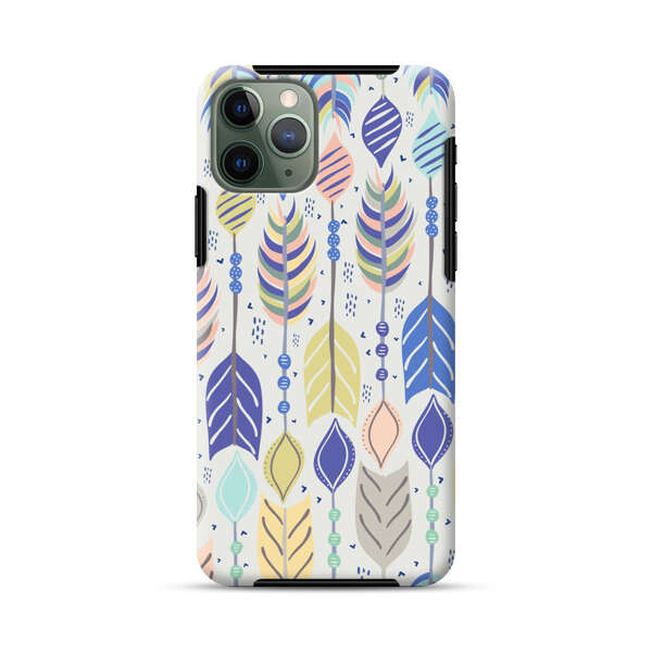 Colorful Feathers Pattern Pastel iPhone 11 Pro Max Impact Case