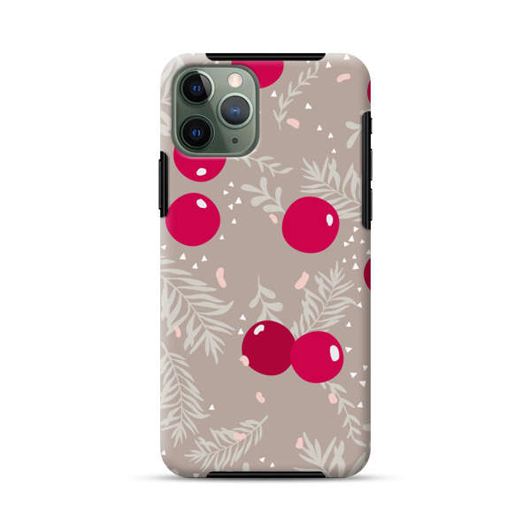 Cranberries and pine branches holiday pattern iPhone 11 Pro Max Impact Case