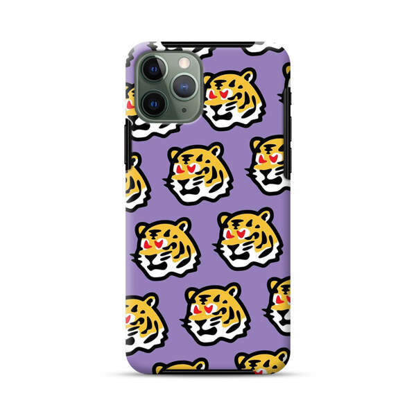 Cute Tiger with Heart Eyes Pattern iPhone 11 Pro Max Impact Case