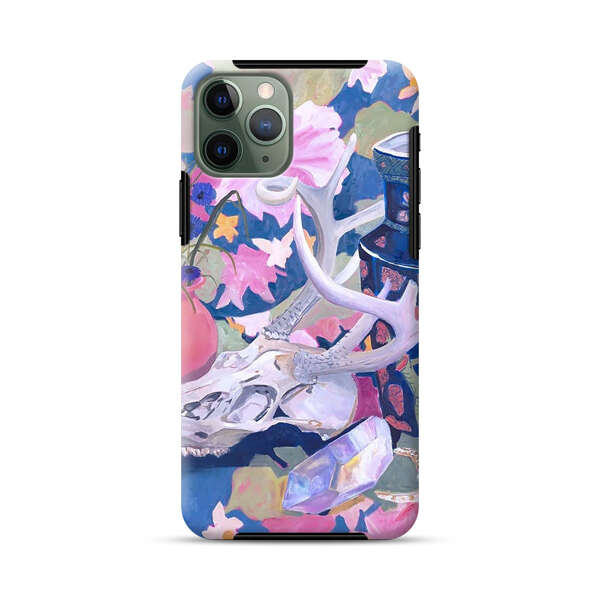 Floral Ornate Vases with Antlers Skull and Crystal iPhone 11 Pro Max Impact Case