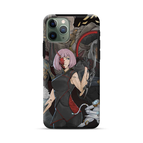 Futuristic Cyberpunk Warriors and Robotic Cat in Dynamic Pose iPhone 11 Pro Max Impact Case