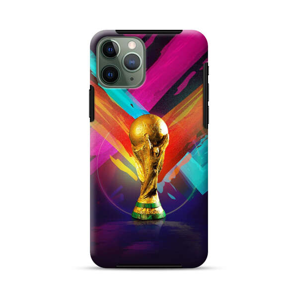 Golden Soccer Trophy with Colorful Abstract Background iPhone 11 Pro Max Impact Case