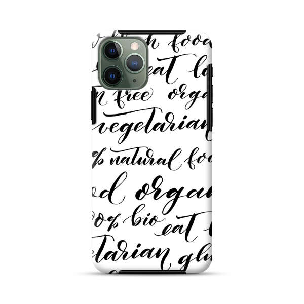 Healthy Food Lifestyle Calligraphy Pattern iPhone 11 Pro Max Impact Case