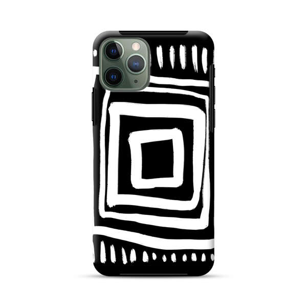 Minimalist Geometric Black and White Design iPhone 11 Pro Max Impact Case