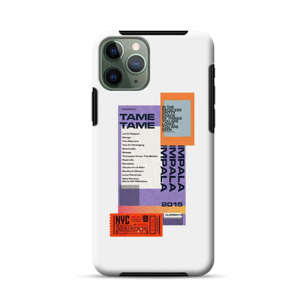 Modern Graphic Collage with Typography and Ticket Elements iPhone 11 Pro Max Impact Case
