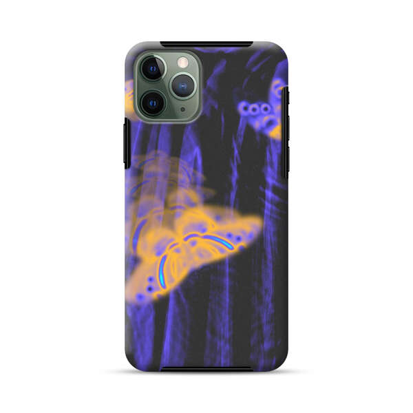 Neon Glowing Butterflies iPhone 11 Pro Max Impact Case