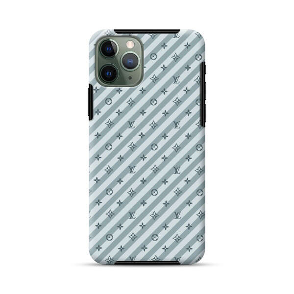 Stylish Blue Diagonal Striped Luxury Logo Pattern iPhone 11 Pro Max Impact Case