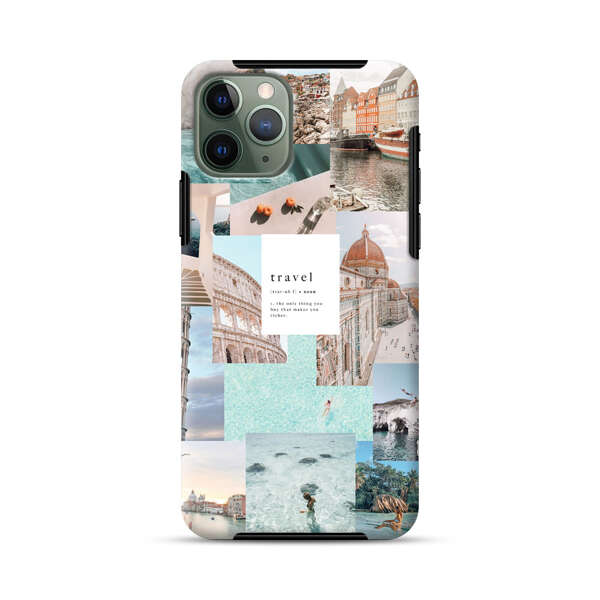 Travel Scenic Collage with Landmarks and Coastline iPhone 11 Pro Max Impact Case