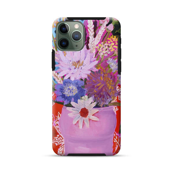 Vibrant Floral Bouquet in Pink Vase iPhone 11 Pro Max Impact Case