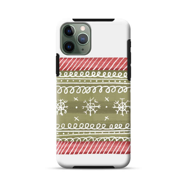 Winter Pattern with Snowflakes and Red Stripes iPhone 11 Pro Max Impact Case