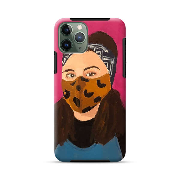 Woman Leopard Print Face Mask iPhone 11 Pro Max Impact Case