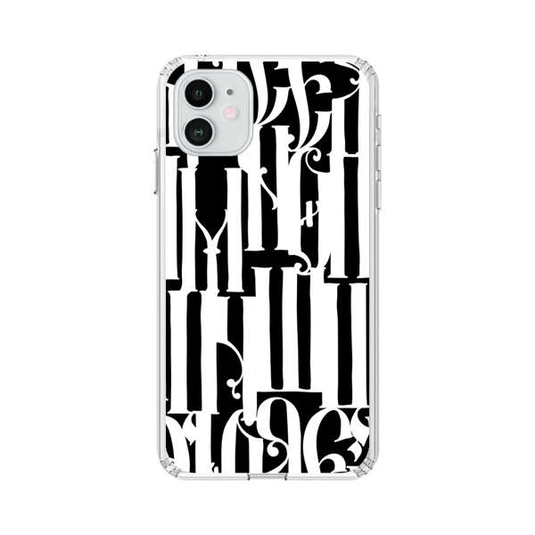 Abstract Black and White Pattern with Ornamental Letters iPhone 12 Case