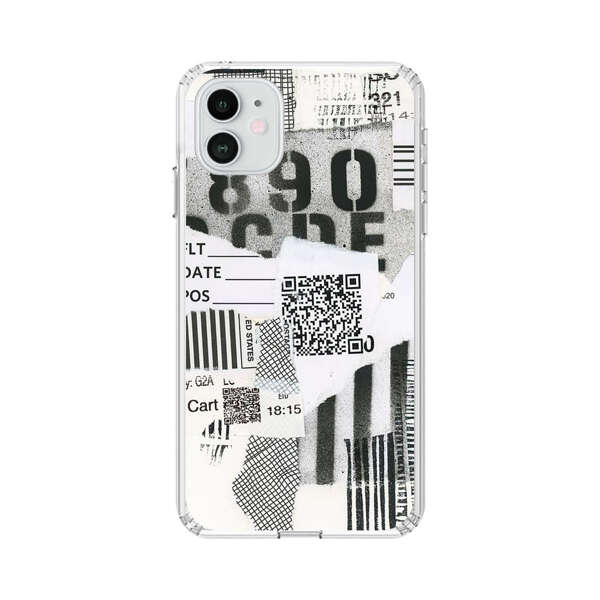 Abstract Collage Torn Paper Barcodes iPhone 12 Case