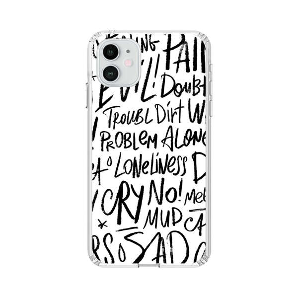 Black and White Negative Words Pattern iPhone 12 Case