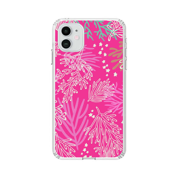 Bright Pink Tropical Leaf Pattern iPhone 12 Case