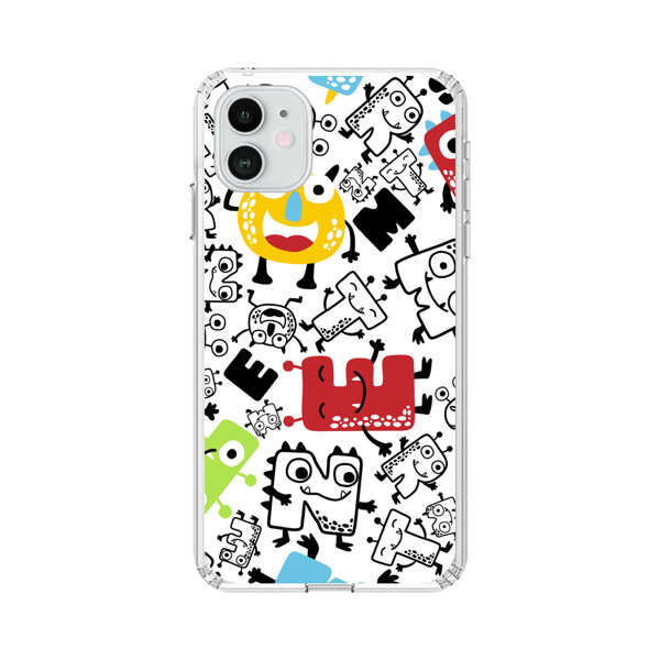 Colorful Cartoon Monsters Letters Pattern iPhone 12 Case