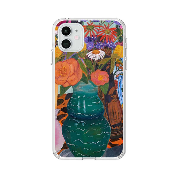 Colorful Still Life with Flower Vases and Shell iPhone 12 Case