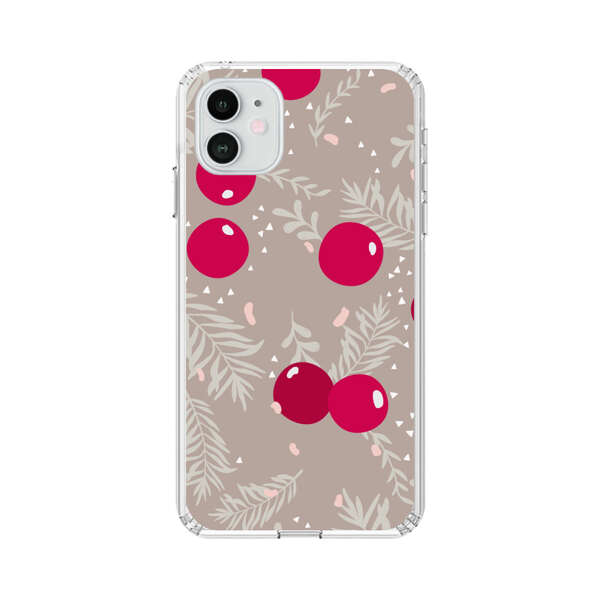 Cranberries and pine branches holiday pattern iPhone 12 Case