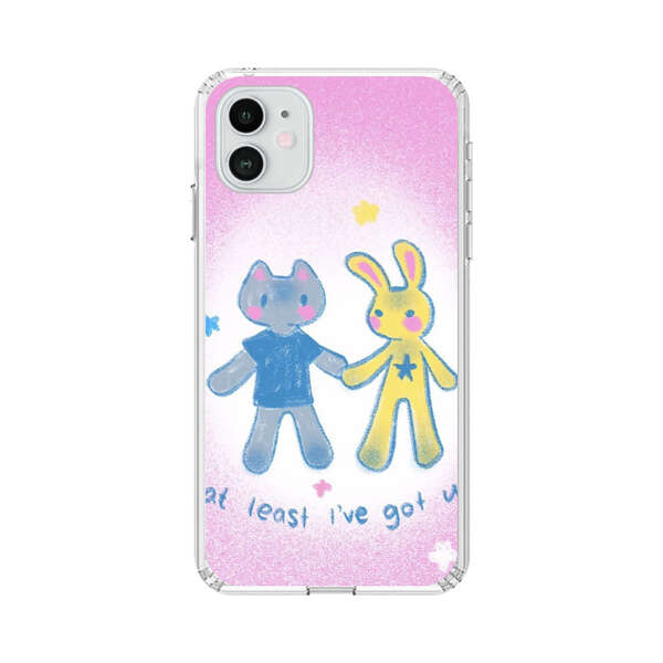 Cute Cat and Rabbit Holding Hands iPhone 12 Case