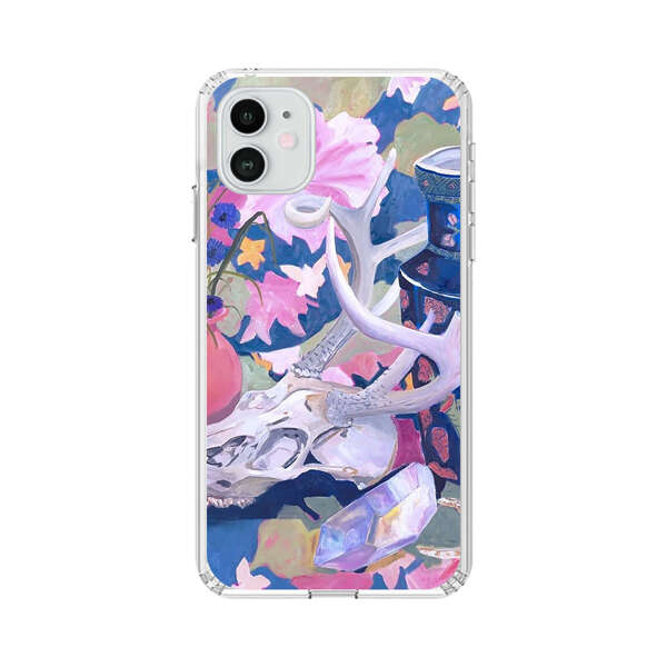 Floral Ornate Vases with Antlers Skull and Crystal iPhone 12 Case