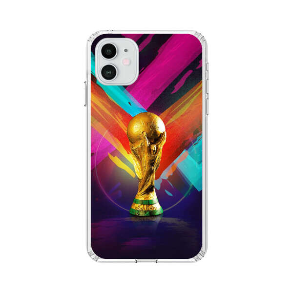 Golden Soccer Trophy with Colorful Abstract Background iPhone 12 Case