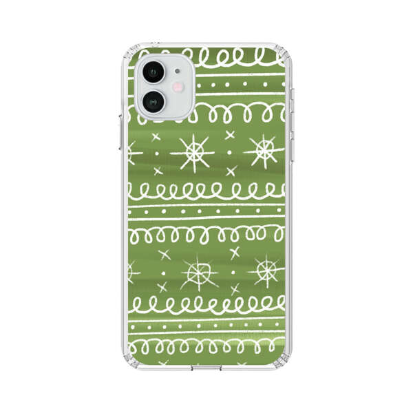Green White Stars Loop Pattern iPhone 12 Case