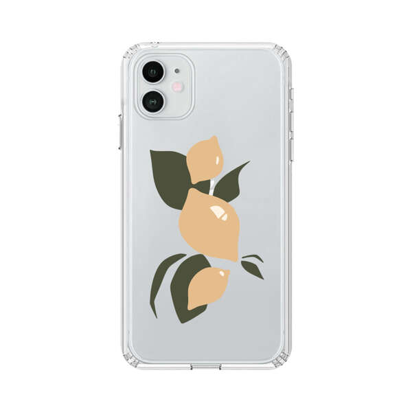 Minimalistic Beige Lemons with Green Leaves iPhone 12 Case