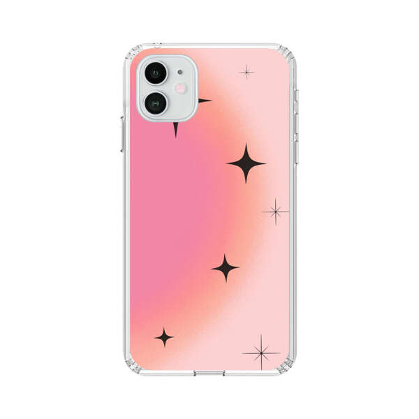 Pink Peach Gradient with Black Stars iPhone 12 Case