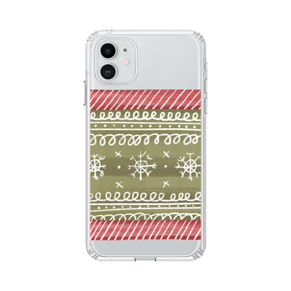 Winter Pattern with Snowflakes and Red Stripes iPhone 12 Case