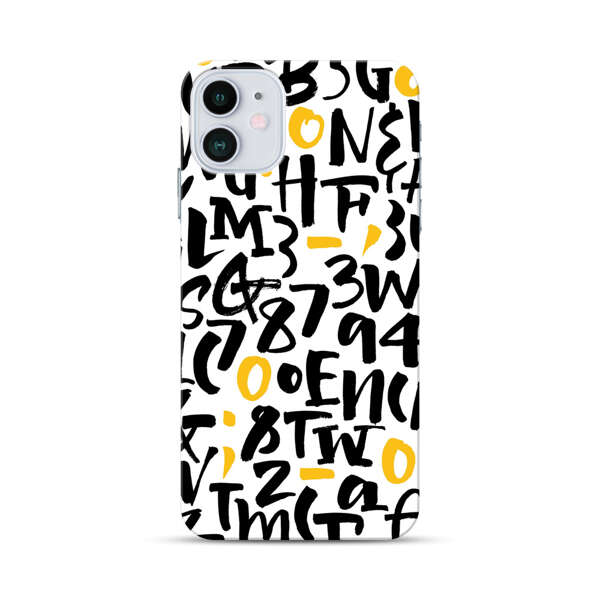 Abstract Typography Letter Number Pattern iPhone 12 Hard Case