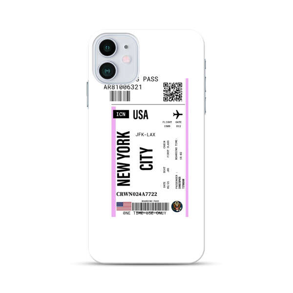 Boarding Pass New York City Flight Ticket iPhone 12 Hard Case