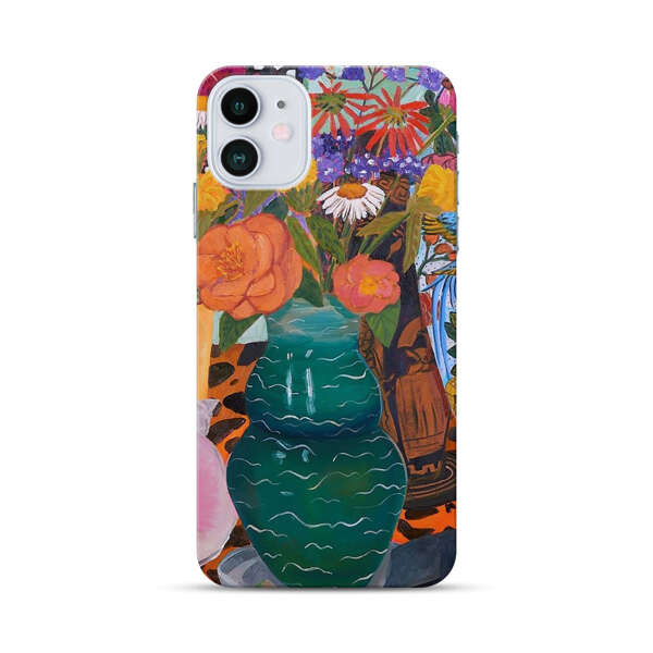 Colorful Still Life with Flower Vases and Shell iPhone 12 Hard Case