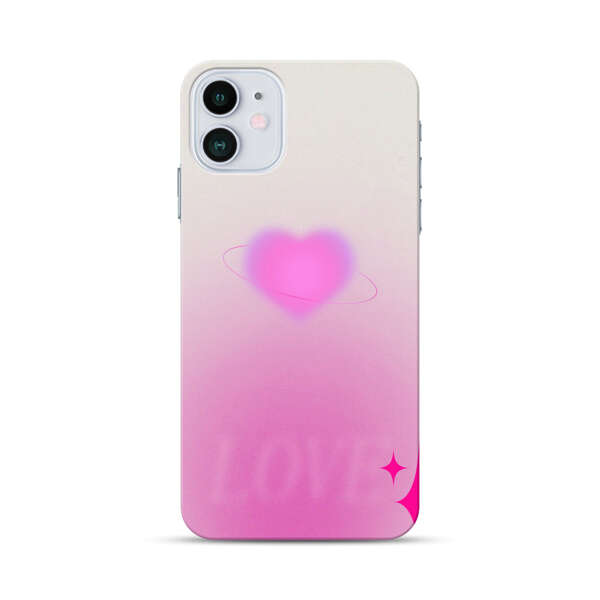 Pink Glowing Heart Love Sparkle iPhone 12 Hard Case