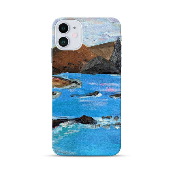 Rocky Coastline Ocean Painting iPhone 12 Hard Case