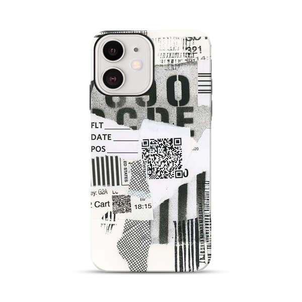 Abstract Collage Torn Paper Barcodes iPhone 12 Impact Case