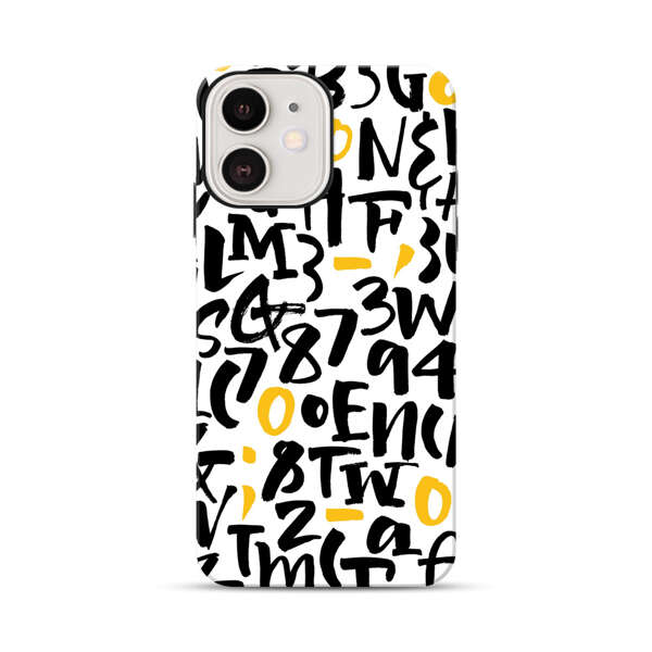 Abstract Typography Letter Number Pattern iPhone 12 Impact Case