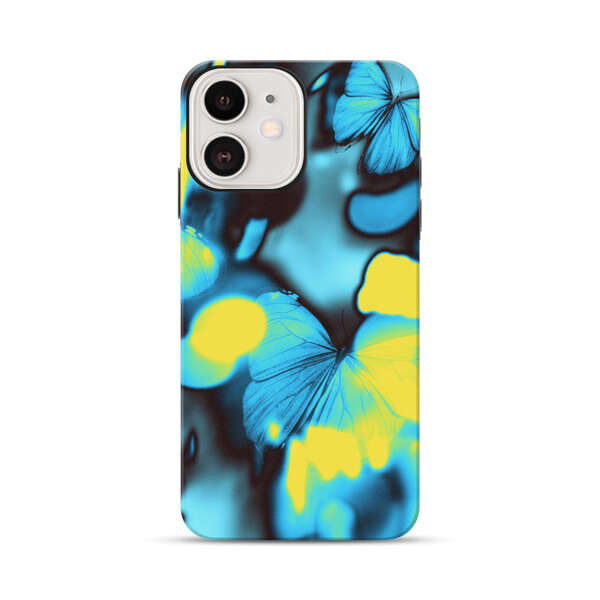 Blue Butterflies Glowing Abstract Background iPhone 12 Impact Case