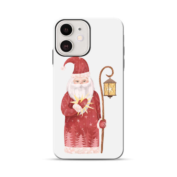 Charming Santa Claus Holding Glowing Heart and Lantern iPhone 12 Impact Case
