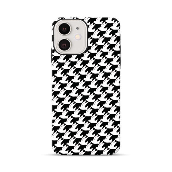 Classic Black and White Houndstooth Pattern iPhone 12 Impact Case