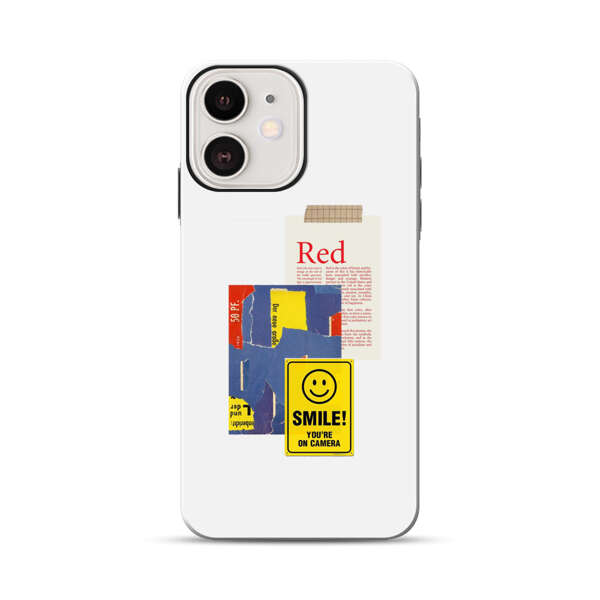 Collage Torn Paper Smiley Face Yellow Sign iPhone 12 Impact Case