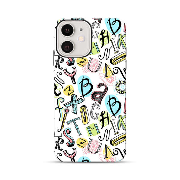 Colorful Scattered Alphabet Letters Pattern iPhone 12 Impact Case